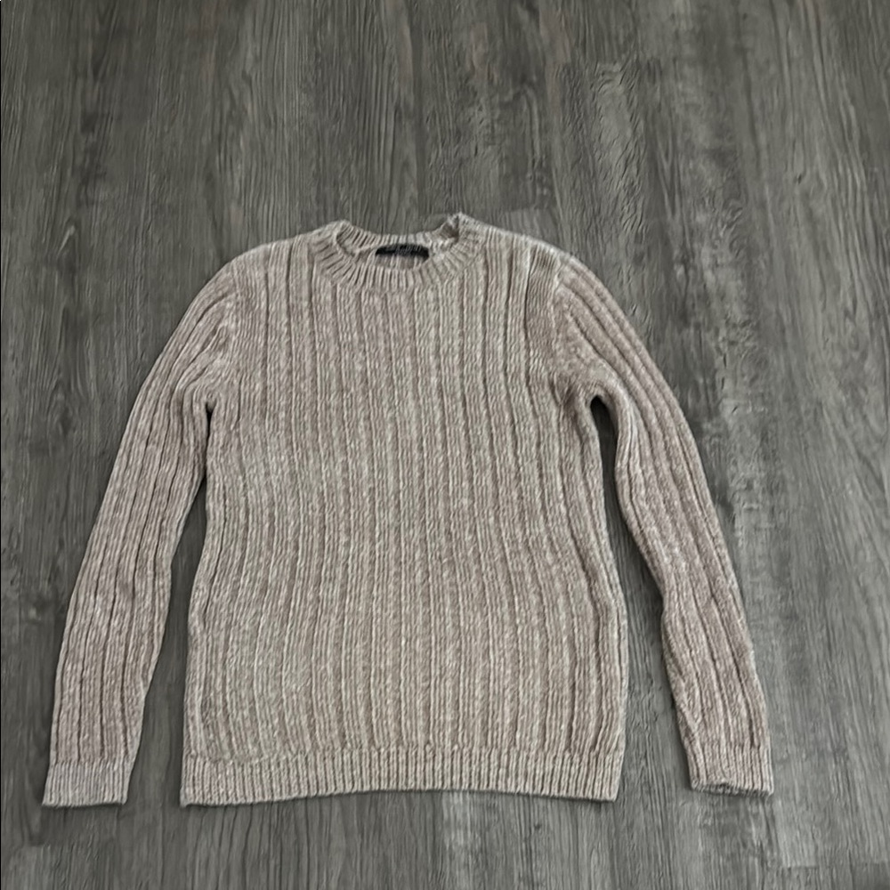 Romeo & Juliet Couture Tan Cable Knit Crewneck Sweater